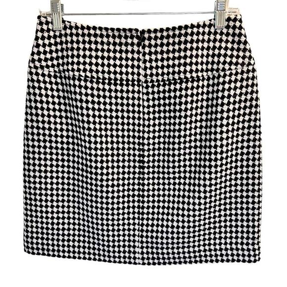 Talbots Petites Houndstooth Mini Pencil Skirt Ivory Black Size 6P Wool Office - Picture 2 of 7
